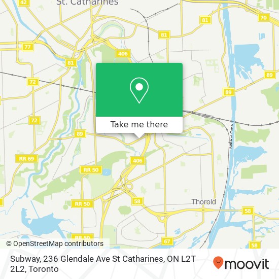 Subway, 236 Glendale Ave St Catharines, ON L2T 2L2 map