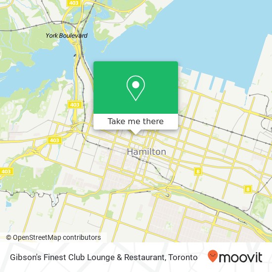 Gibson's Finest Club Lounge & Restaurant, 101 York Blvd Hamilton, ON L8R 3L4 map