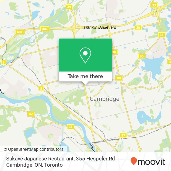 Sakaye Japanese Restaurant, 355 Hespeler Rd Cambridge, ON plan