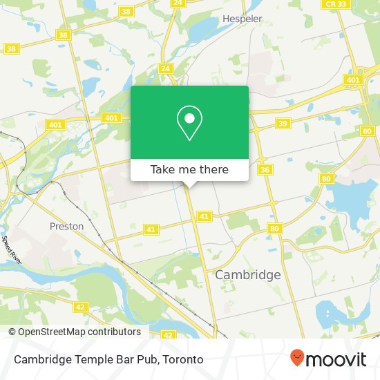 Cambridge Temple Bar Pub, 525 Hespeler Rd Cambridge, ON N1R 6J2 map