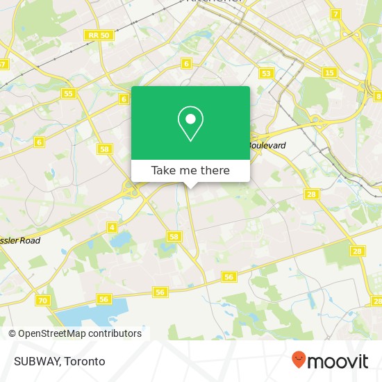 SUBWAY, 720 Westmount Rd E Kitchener, ON N2E 2M6 map