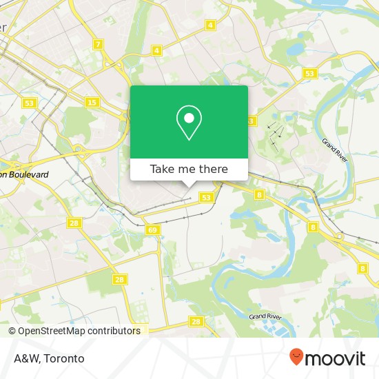 A&W, 2960 Kingsway Dr Kitchener, ON N2C 1X1 map