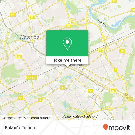 Balzac's, 151 Charles St W Kitchener, ON N2G 1H6 map