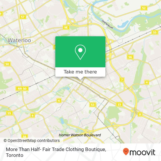 More Than Half- Fair Trade Clothing Boutique, 8 King St E Kitchener, ON N2G 2K6 map