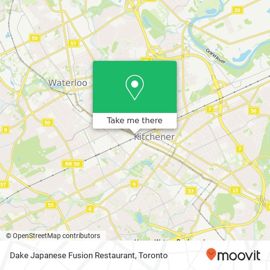 Dake Japanese Fusion Restaurant, 607 King St W Kitchener, ON N2G 1C7 map