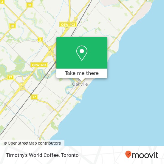 Timothy's World Coffee, 321 Lakeshore Rd E Oakville, ON L6J 1J4 plan