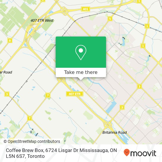 Coffee Brew Box, 6724 Lisgar Dr Mississauga, ON L5N 6S7 plan