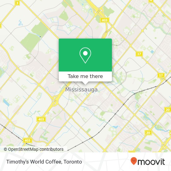 Timothy's World Coffee, 100 City Centre Dr Mississauga, ON L5B 2C9 plan