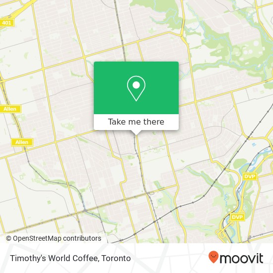 Timothy's World Coffee, 2098 Yonge St Toronto, ON M4S plan