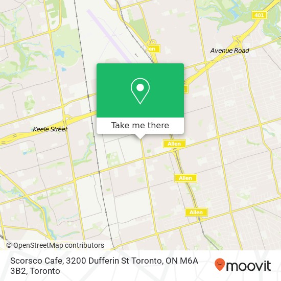 Scorsco Cafe, 3200 Dufferin St Toronto, ON M6A 3B2 plan
