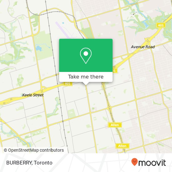 BURBERRY, 3401 Dufferin St Toronto, ON M6A map