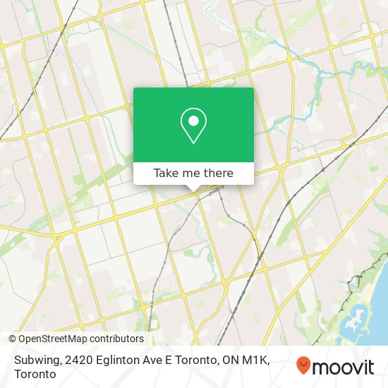 Subwing, 2420 Eglinton Ave E Toronto, ON M1K map