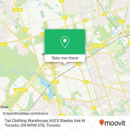 Taz Clothing Warehouse, 6923 Steeles Ave W Toronto, ON M9W 6T6 map