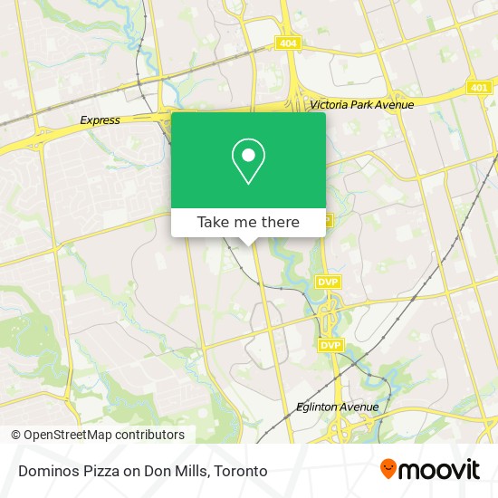 Dominos Pizza on Don Mills map