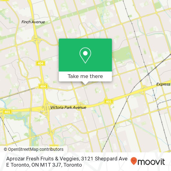 Aprozar Fresh Fruits & Veggies, 3121 Sheppard Ave E Toronto, ON M1T 3J7 plan