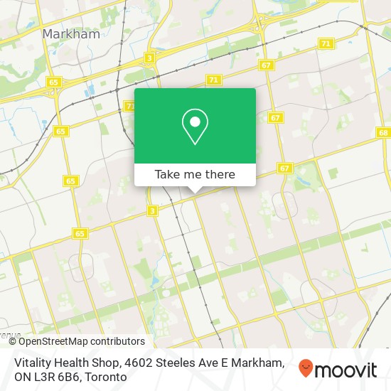 Vitality Health Shop, 4602 Steeles Ave E Markham, ON L3R 6B6 map