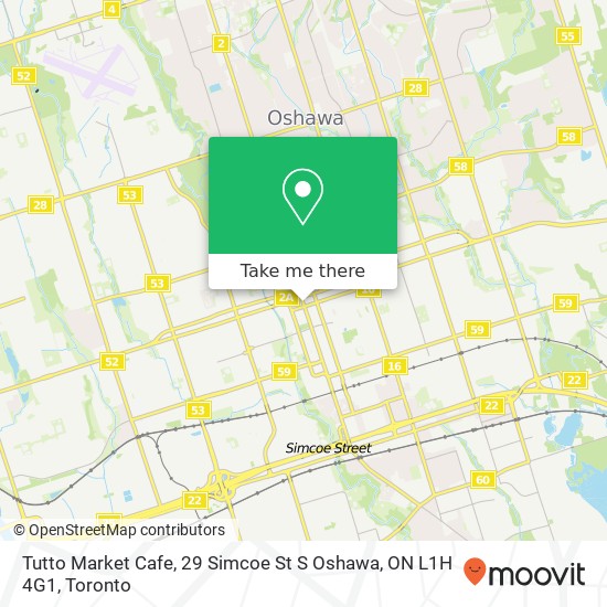 Tutto Market Cafe, 29 Simcoe St S Oshawa, ON L1H 4G1 map