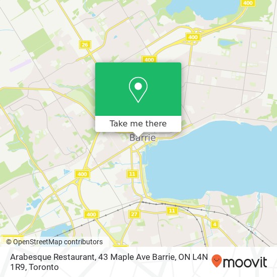 Arabesque Restaurant, 43 Maple Ave Barrie, ON L4N 1R9 map