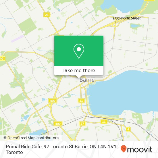 Primal Ride Cafe, 97 Toronto St Barrie, ON L4N 1V1 map