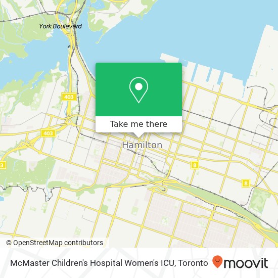 McMaster Children's Hospital Women's ICU map