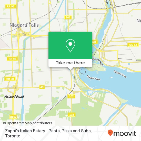 Zappi's Italian Eatery - Pasta, Pizza and Subs map