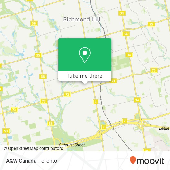 A&W Canada map