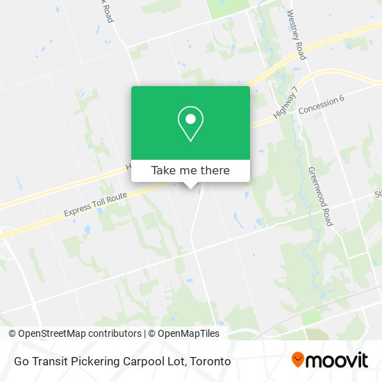 Go Transit Pickering Carpool Lot map