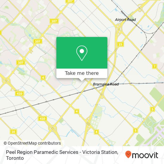 Peel Region Paramedic Services - Victoria Station map