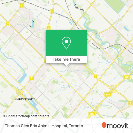 Thomas Glen Erin Animal Hospital map