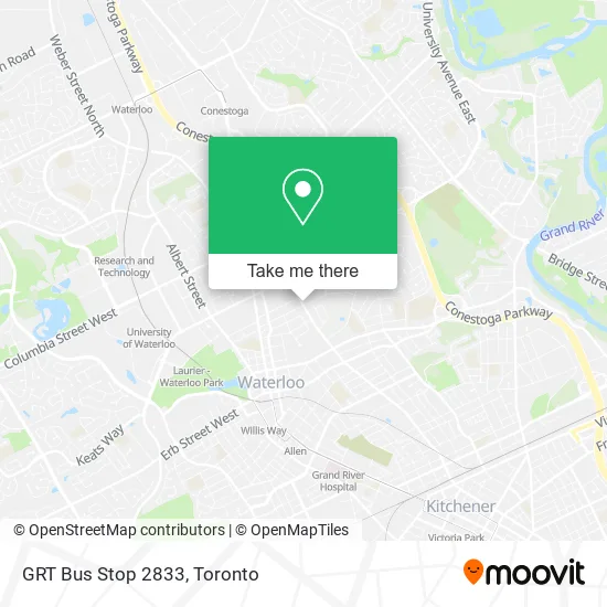 GRT Bus Stop 2833 map