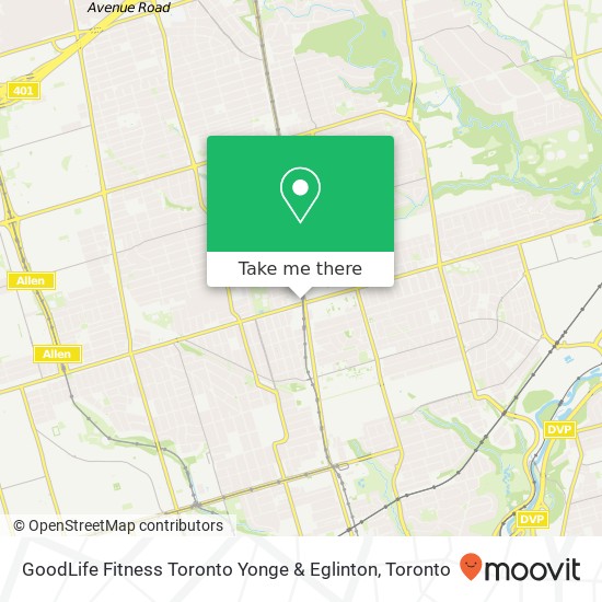 GoodLife Fitness Toronto Yonge & Eglinton map