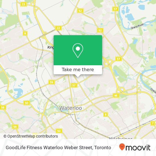 GoodLife Fitness Waterloo Weber Street map