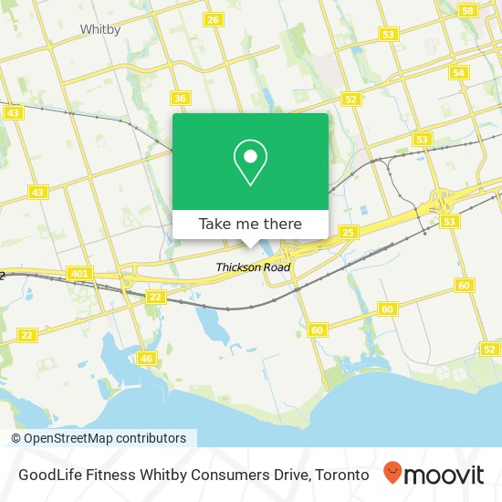 GoodLife Fitness Whitby Consumers Drive map