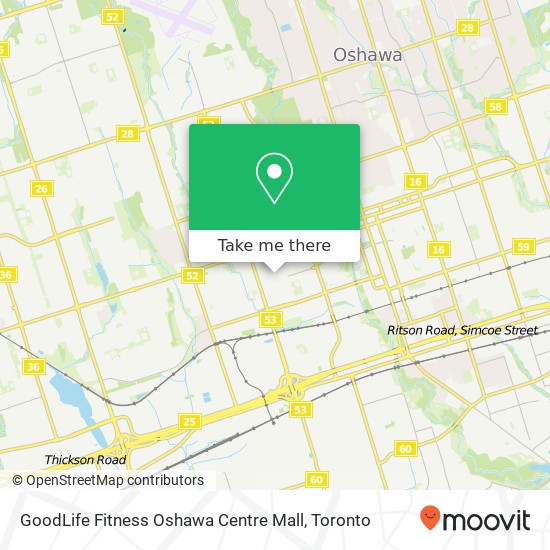 GoodLife Fitness Oshawa Centre Mall map