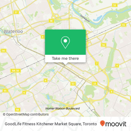 GoodLife Fitness Kitchener Market Square map