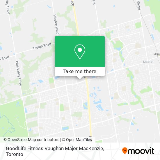 GoodLife Fitness Vaughan Major MacKenzie map
