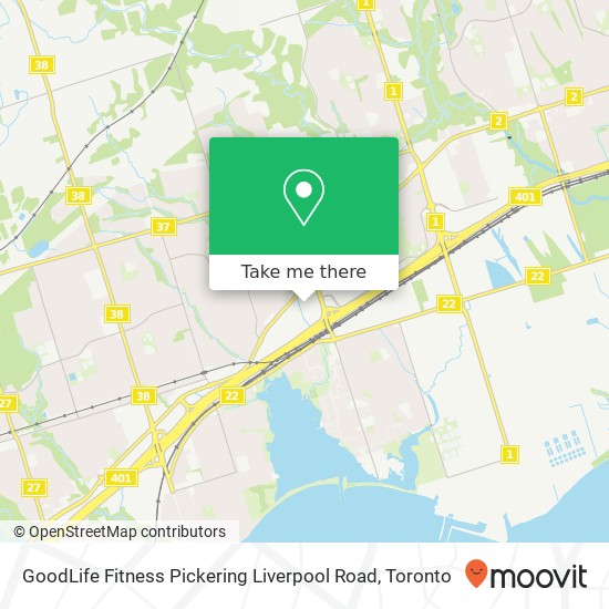 GoodLife Fitness Pickering Liverpool Road map