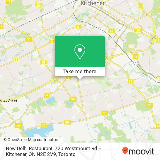 New Delhi Restaurant, 720 Westmount Rd E Kitchener, ON N2E 2V9 map