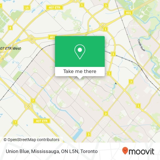 Union Blue, Mississauga, ON L5N map