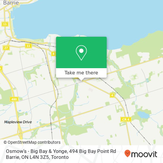 Osmow's - Big Bay & Yonge, 494 Big Bay Point Rd Barrie, ON L4N 3Z5 map