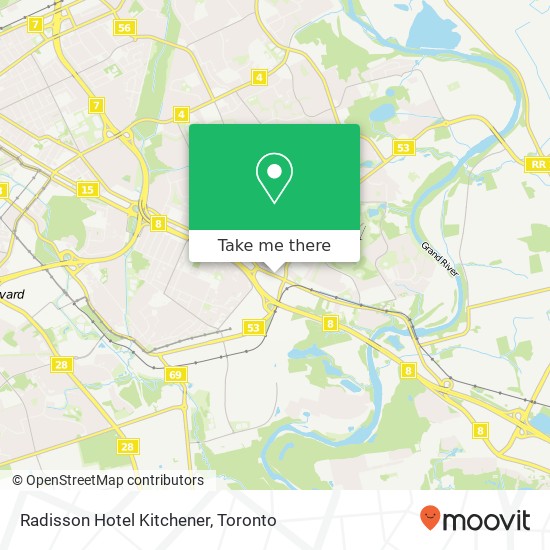 Radisson Hotel Kitchener map