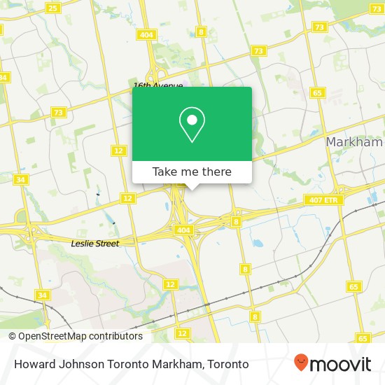 Howard Johnson Toronto Markham map