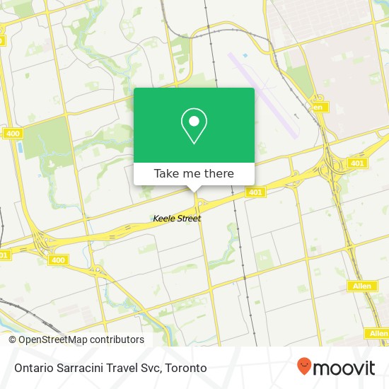Ontario Sarracini Travel Svc map