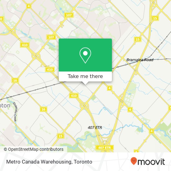 Metro Canada Warehousing map