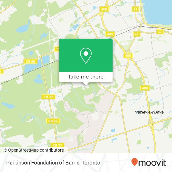Parkinson Foundation of Barrie map