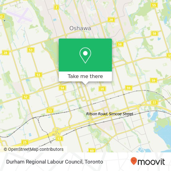 Durham Regional Labour Council map