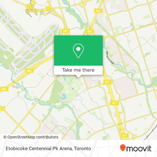 Etobicoke Centennial Pk Arena map