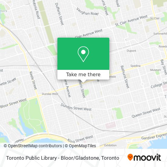 Toronto Public Library - Bloor / Gladstone map
