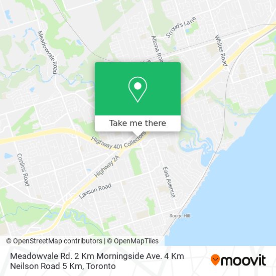 Meadowvale Rd. 2 Km Morningside Ave. 4 Km Neilson Road 5 Km plan
