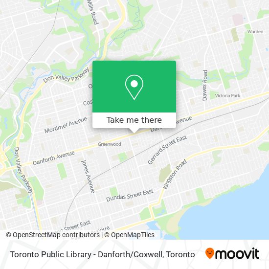 Toronto Public Library - Danforth / Coxwell map